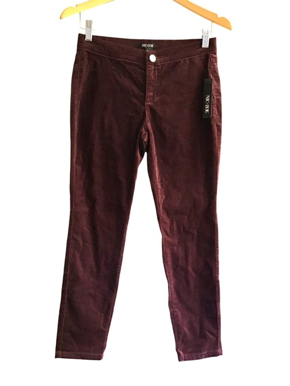 NIC & ZOE - WOMENS WINTERBERRY CORDUROY 70% COTTON MID-RISE SKINNY PANTS SIZE 2P